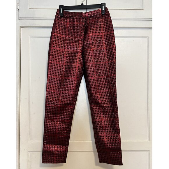 Revolve NBD x Naven Red & Black Metallic High Rise Pants - Picture 6 of 9